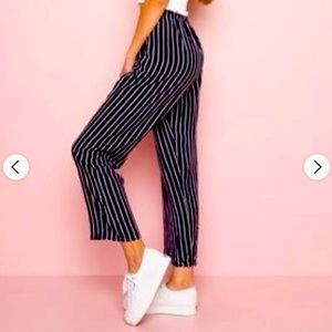 Brandy Melville Women's Black and White pinstripe elastic waist Trousers pants
